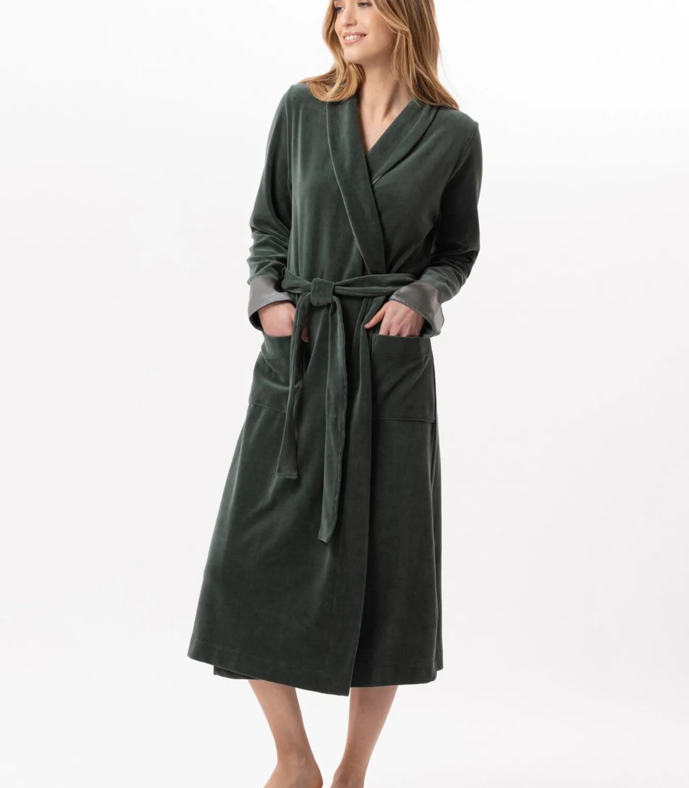LE CHAT Kruislingse badjas van fluweel ESSENTIEL H67A green Best