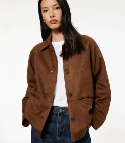 Koton Kunstsuède Jas Lange Mouwen Knoopsluiting brown Sale