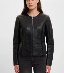Rino&Pelle Lamsleren jas met jersey punti Zwart 48 black Outlet