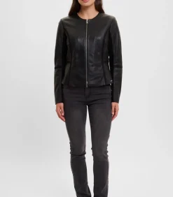 Rino&Pelle Lamsleren jas met jersey punti Zwart 48 black Outlet