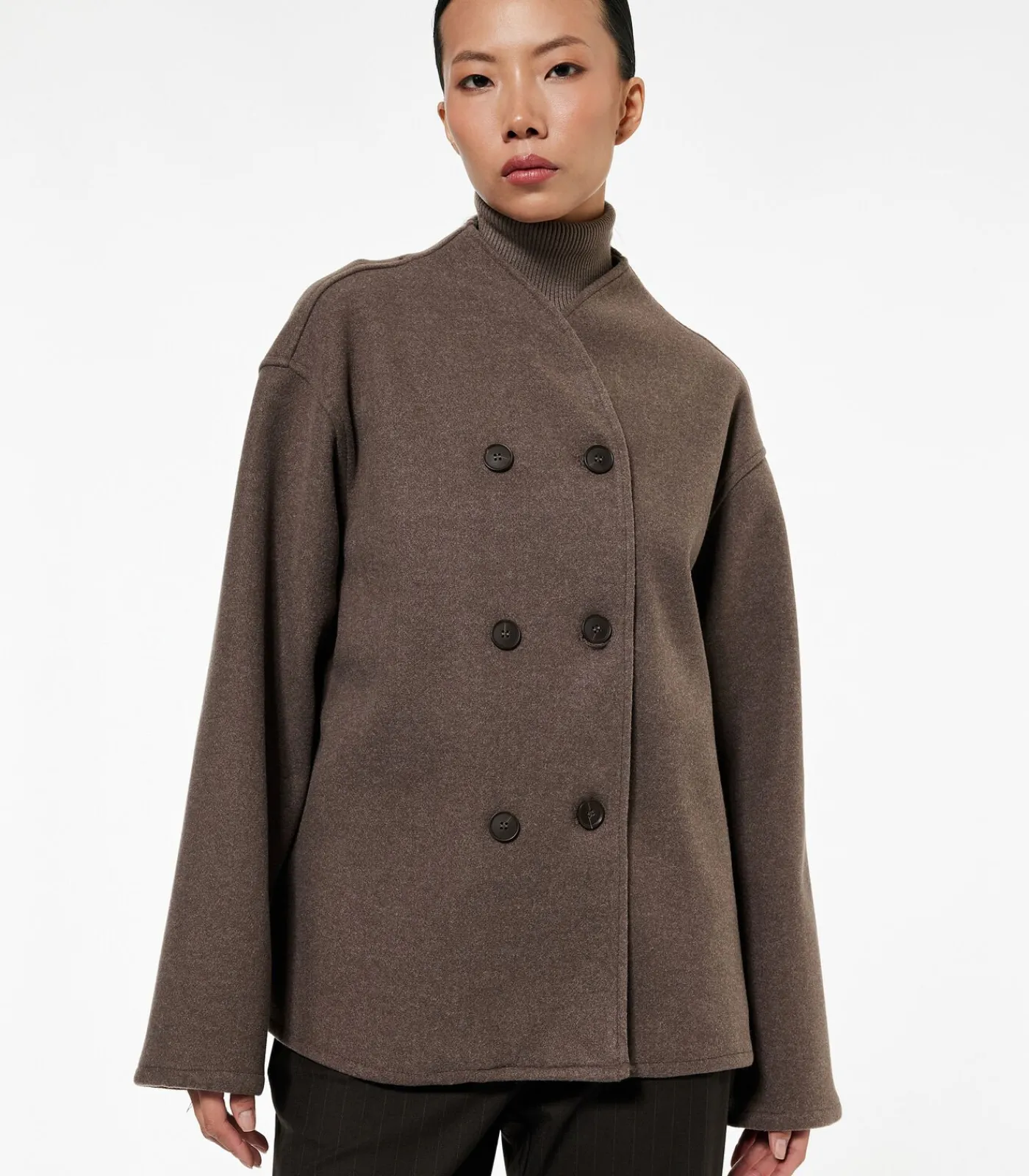 Koton Lang Bruin Dubbellaags Blazer met Knoopsluiting brown Sale