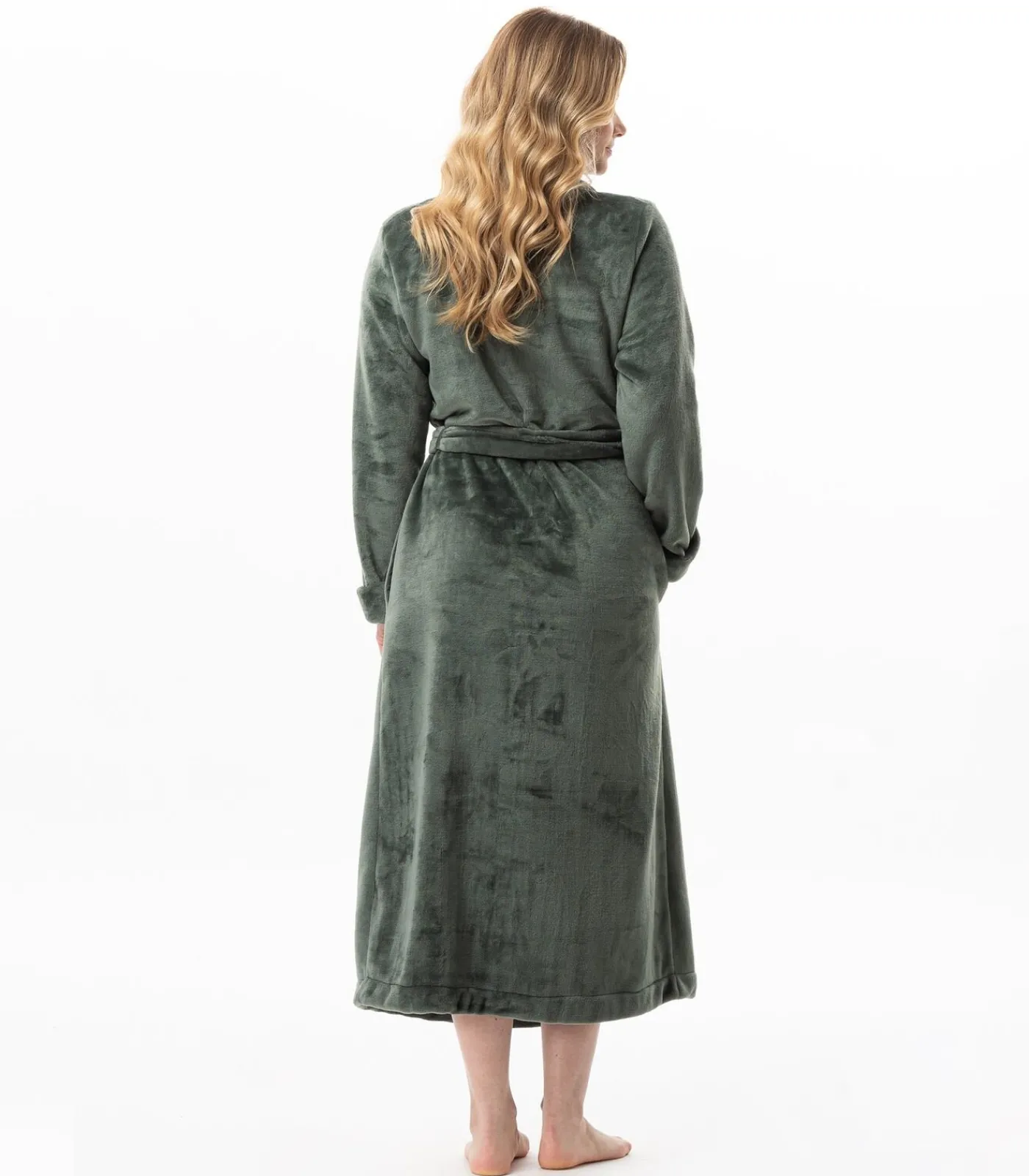 LE CHAT Lange badjas met overslag van flanellen badstof ESSENTIEL 169 green Online