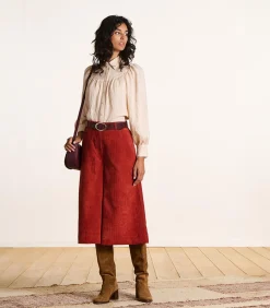 La Fée Maraboutée Lange bermuda van ribfluweel in terracottakleur red Sale