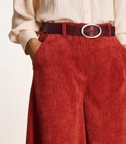 La Fée Maraboutée Lange bermuda van ribfluweel in terracottakleur red Sale