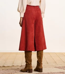 La Fée Maraboutée Lange bermuda van ribfluweel in terracottakleur red Sale