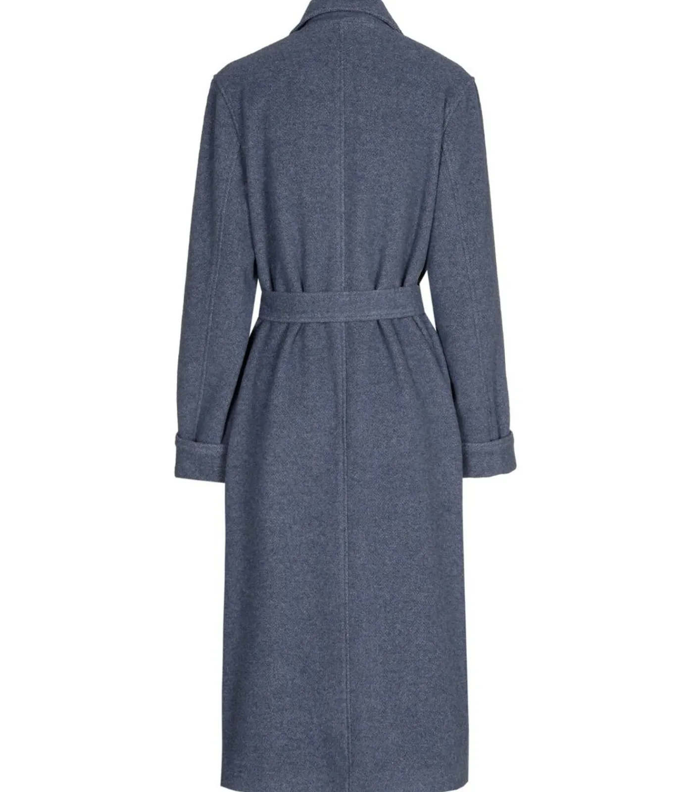 Marie Méro Lange blauwe mantel met knoopsluiting en riem blueJeans Outlet