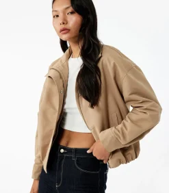 Koton Lange Bomberjas Kraagdetails beige Clearance