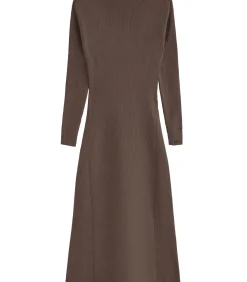 Polo Club Lange bruine jurk Perkins-kraag en -logo brown Best
