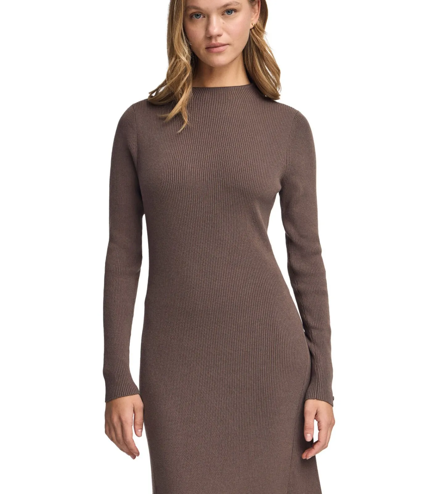 Polo Club Lange bruine jurk Perkins-kraag en -logo brown Best