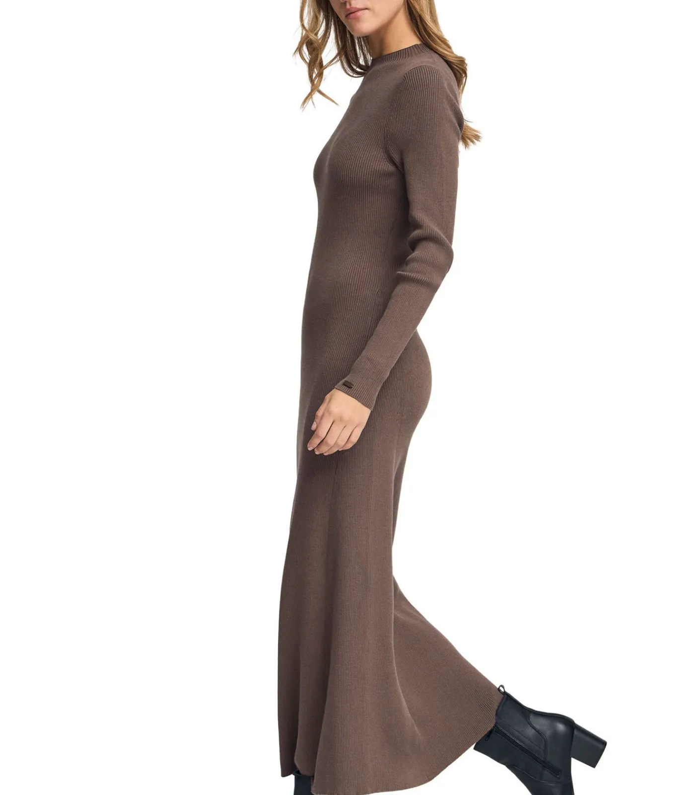 Polo Club Lange bruine jurk Perkins-kraag en -logo brown Best