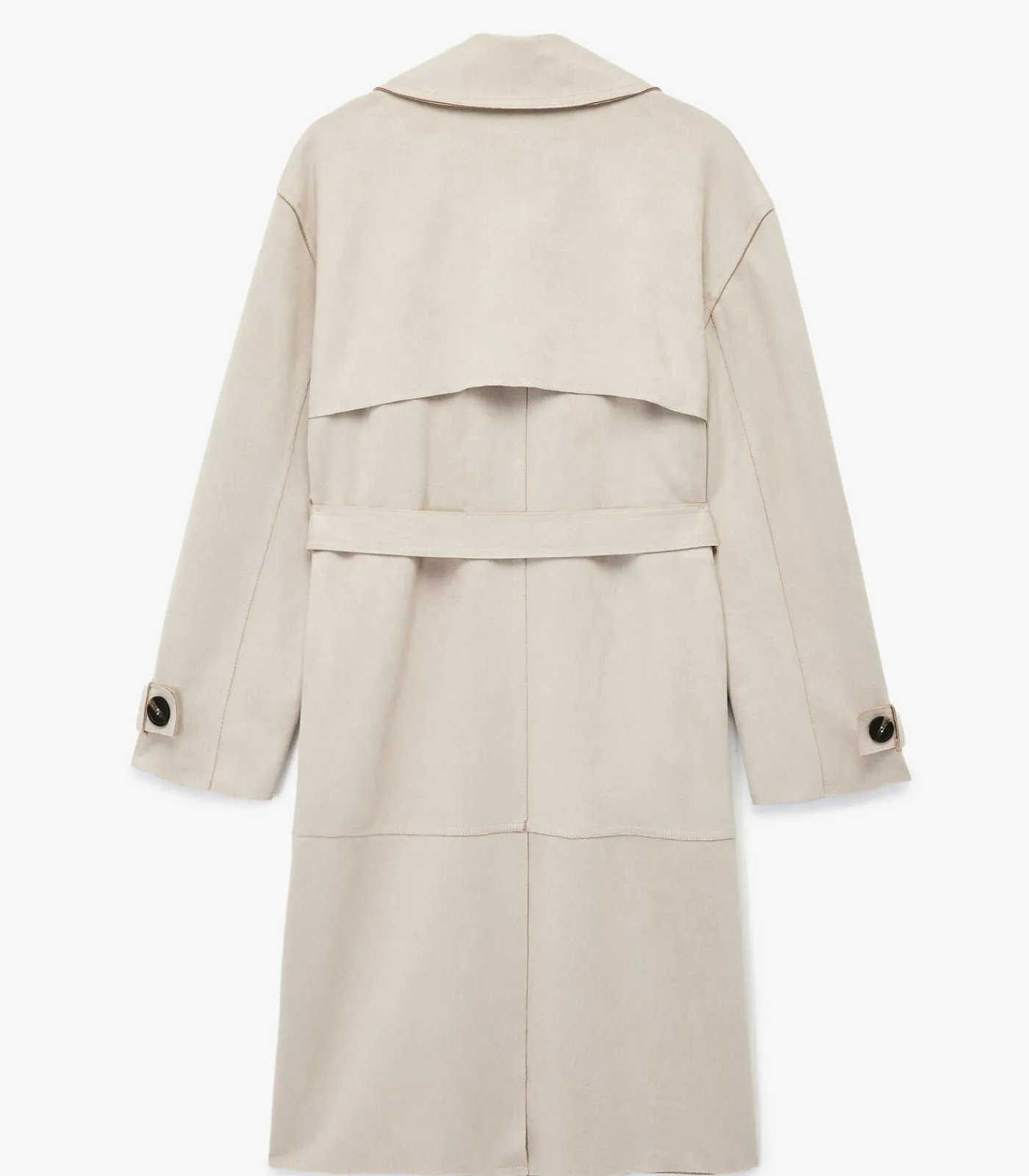 Koton Lange Dames Trenchcoat Knoopsluiting Ceintuur Kunstsuède lightGrey New