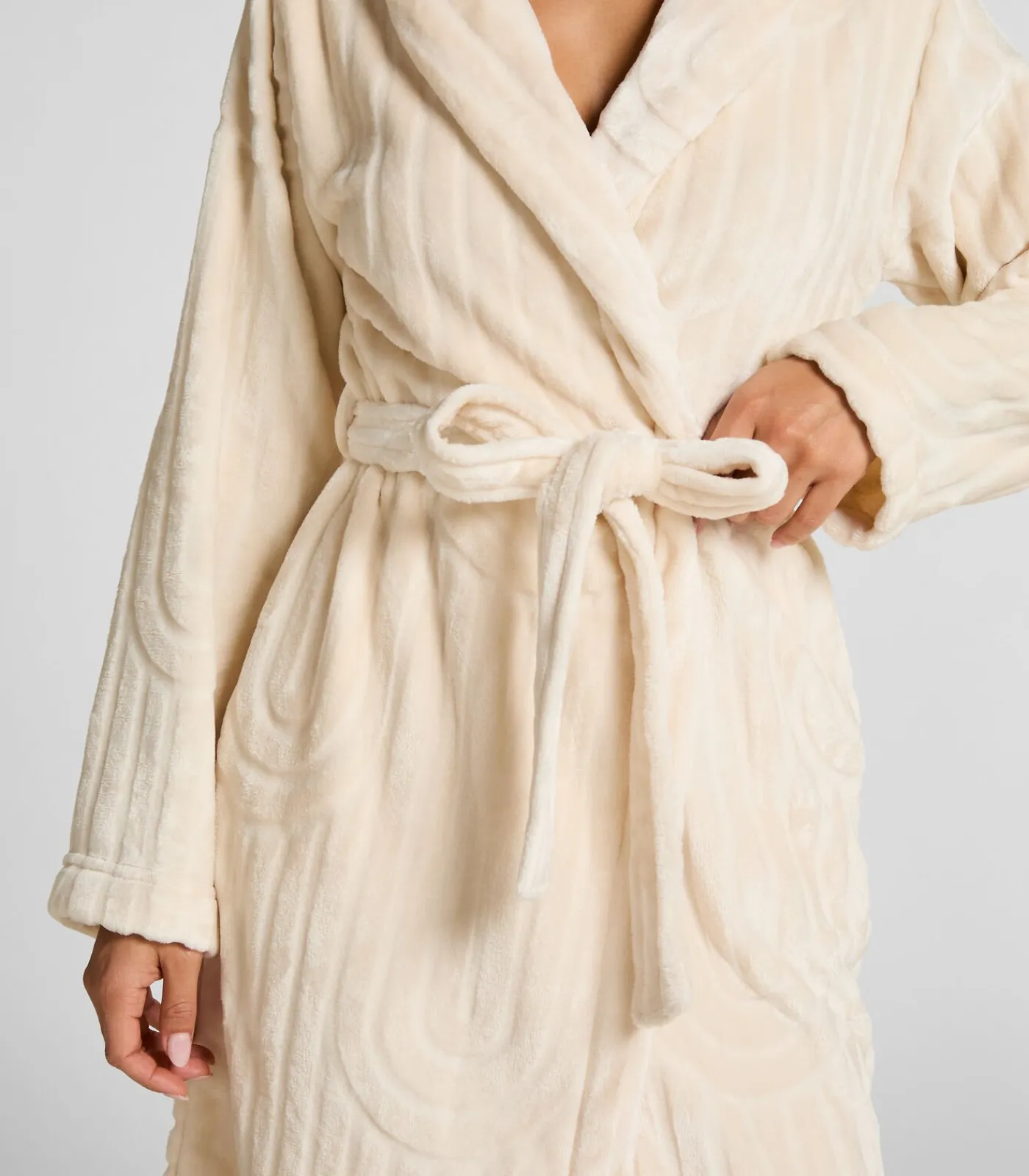 Hunkemöller Lange flanellen badjas white Discount