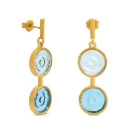 Joidart Lange gouden oorbellen Gaudí Jewelry blauw gold Best
