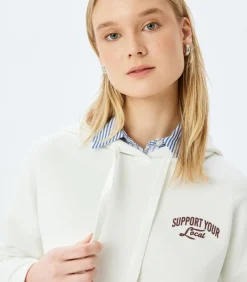 Koton Lange Hoodie met Print en Capuchon white
