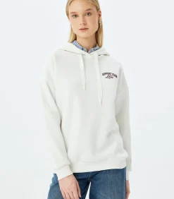 Koton Lange Hoodie met Print en Capuchon white