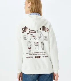 Koton Lange Hoodie met Print en Capuchon white