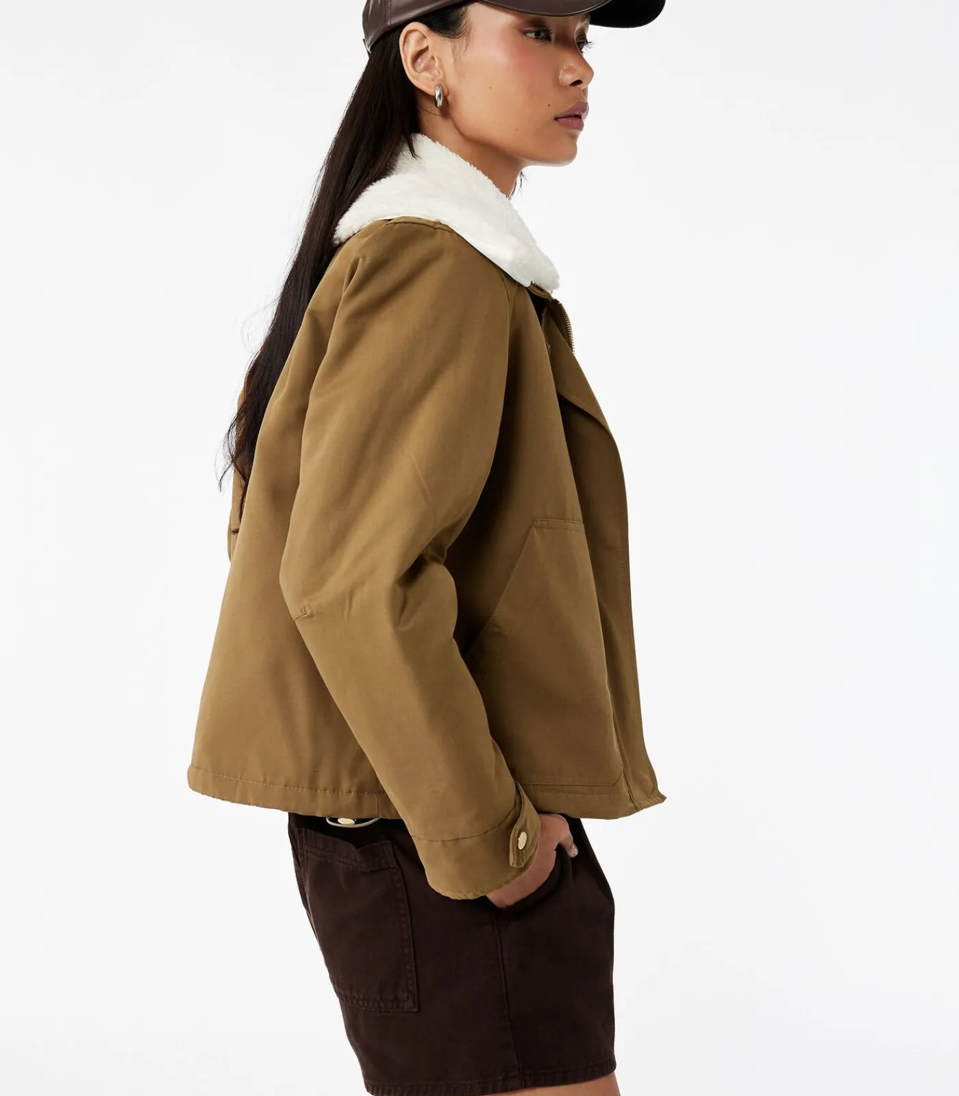 Koton Lange Jas Met Zakdetail Peluskraag khaki Outlet