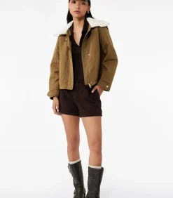 Koton Lange Jas Met Zakdetail Peluskraag khaki Outlet