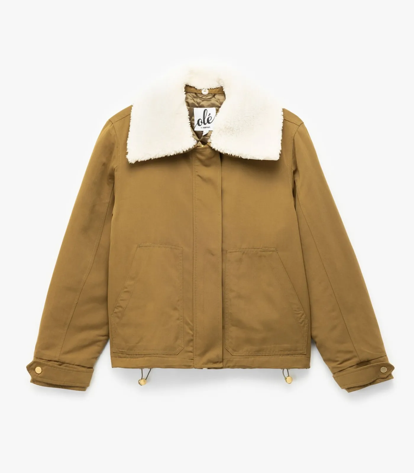 Koton Lange Jas Met Zakdetail Peluskraag khaki Outlet
