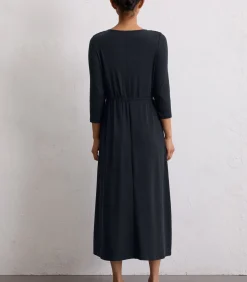 Marc O'Polo Lange jersey jurk uitlopend darkBlue Clearance
