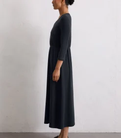 Marc O'Polo Lange jersey jurk uitlopend darkBlue Clearance