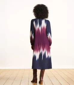 La Fée Maraboutée Lange jurk blauw en pruim tie & dye print multicolor Sale