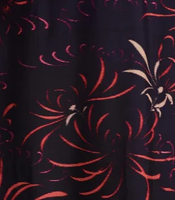La Fée Maraboutée Lange jurk van viscose/zijde voile met blauwe print navyBlue Online