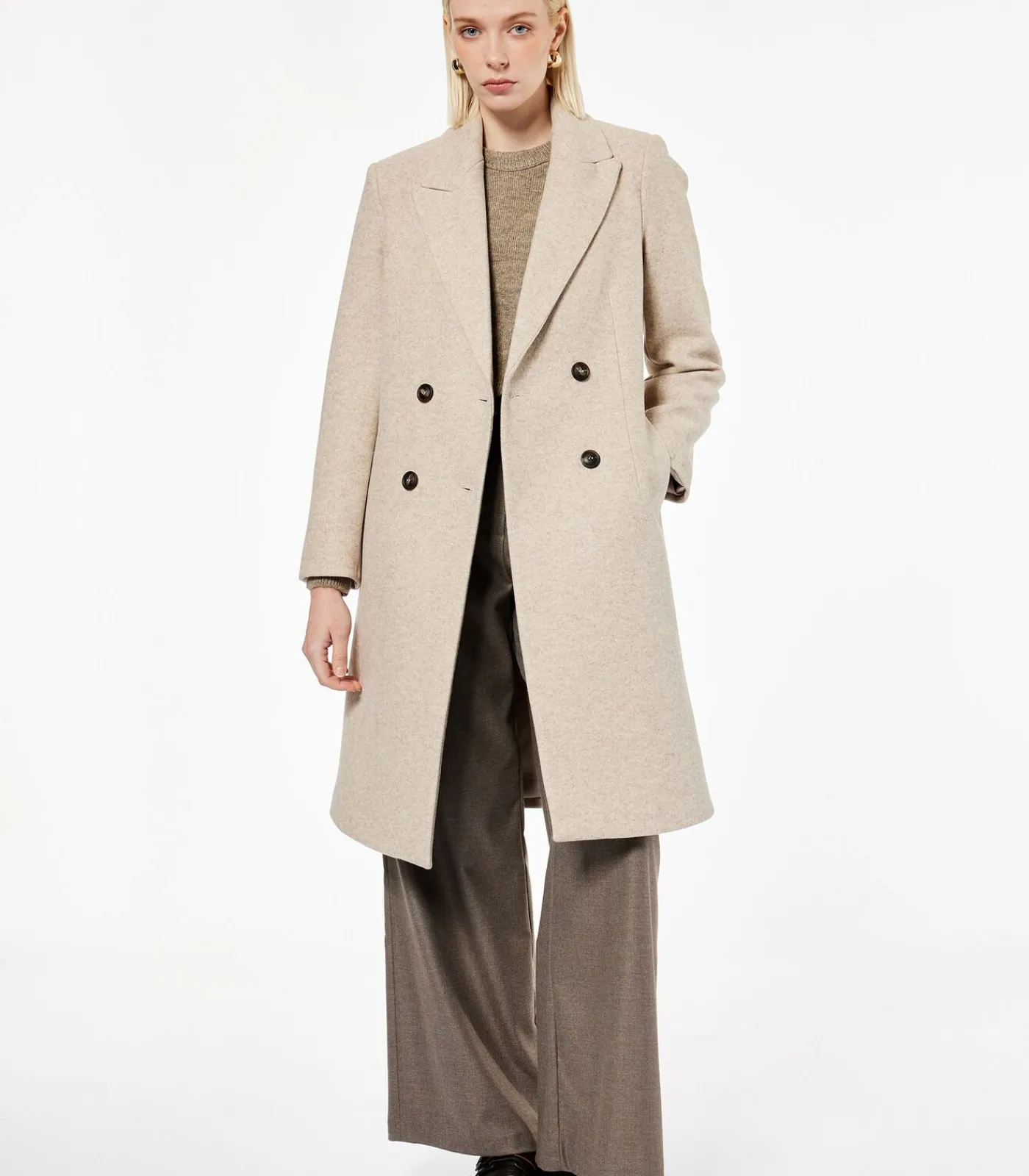 Koton Lange Kaasjas Met Knoopsluiting En Zakdetails brown Best