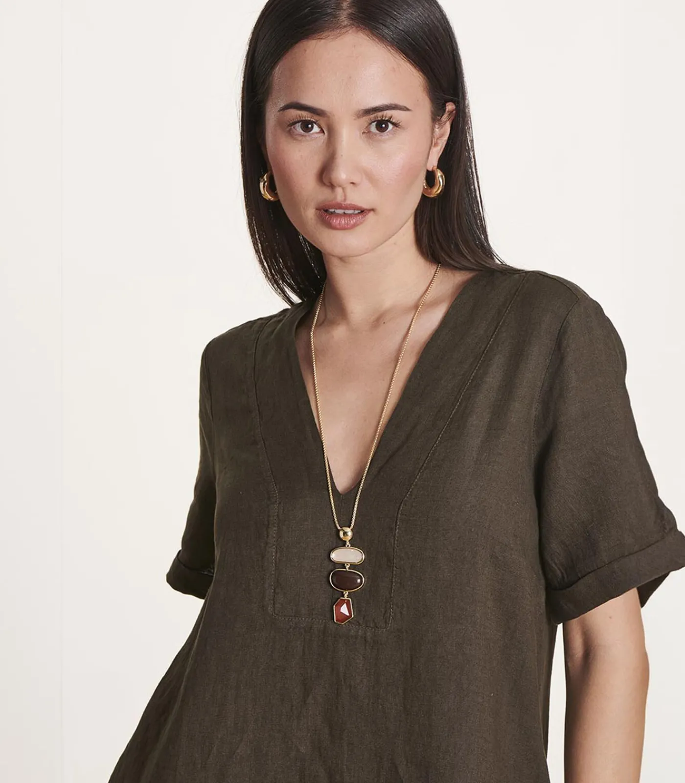 La Fée Maraboutée Lange ketting met rode multicabochons red Clearance