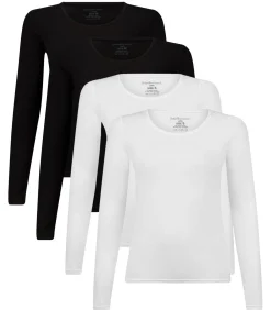 Bamboo basics Lange mouw LARA Verpakking van 4 black/white Sale