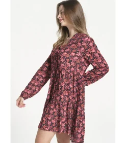 J&JOY Lange mouw uitlopende jurk red New