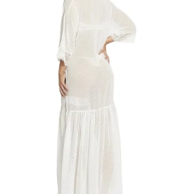 SELMARK Lange negligé met driekwart mouwen Penelope Mariage white Hot