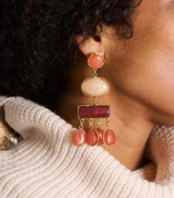 La Fée Maraboutée Lange oorbellen rode hars red Discount