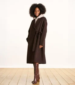 La Fée Maraboutée Lange oversized bruine wollen jas brown Outlet