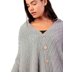 ADMAS Lange poncho Punto gray