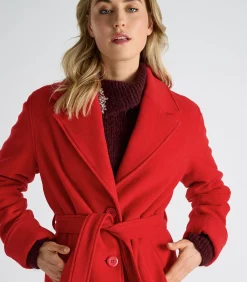 Marie Méro Lange rode mantel met knoopsluiting en riem red Online