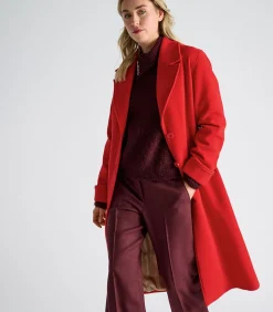 Marie Méro Lange rode mantel met knoopsluiting en riem red Online