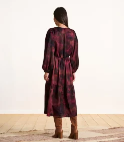 La Fée Maraboutée Lange rode satijnen jurk met print lightRed Online