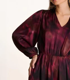 La Fée Maraboutée Lange rode satijnen jurk met print lightRed Online