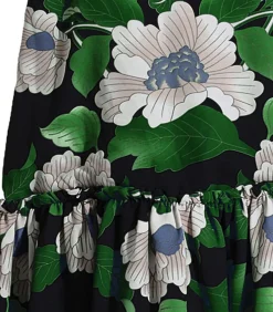 Smart & Joy Lange rok met bloemenprint en grote volants green