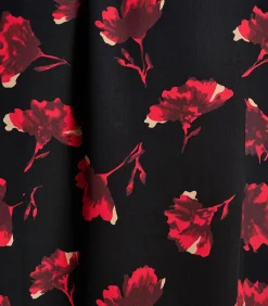 La Fée Maraboutée Lange zwarte en rode bloemenjurk met lange mouwen black Sale