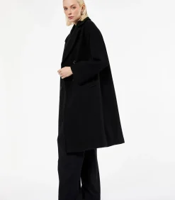 Koton Lange Zwarte Mantel Met Knoopsluiting en Zakdetails black Hot