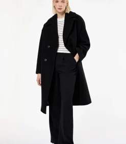 Koton Lange Zwarte Mantel Met Knoopsluiting en Zakdetails black Hot