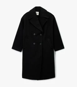 Koton Lange Zwarte Mantel Met Knoopsluiting en Zakdetails black Hot