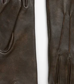 Marc O'Polo Leren vingerhandschoenen darkBrown Best