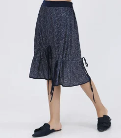 Smart & Joy Liberty Print Velvet trapeze rok en satijnen vooringenomenheid navyBlue Sale