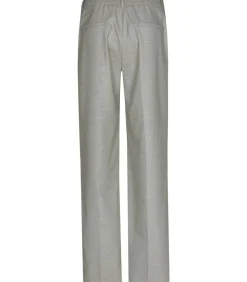 Marie Méro Licht groene broek met rechte pijpen en elastiek in de taille oliveGreen New