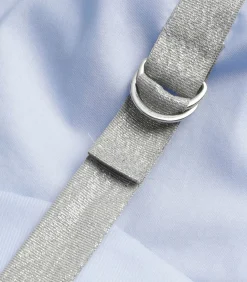 Marie Méro Lichtblauw hemd met zilver contrastlint op de schouders darkBlue Best