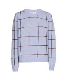 Marie Méro Lichtblauwe pull met bordeaux ruiten blue Sale
