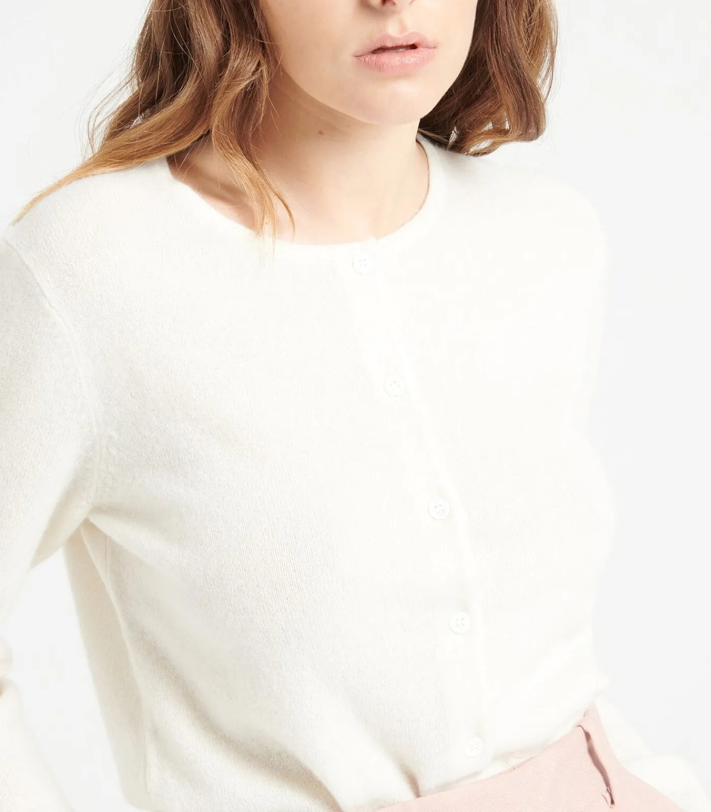 Studio Cashmere8 LILLY 4 Uitgestikt vest met ronde hals - 100% kasjmier offWhite Best